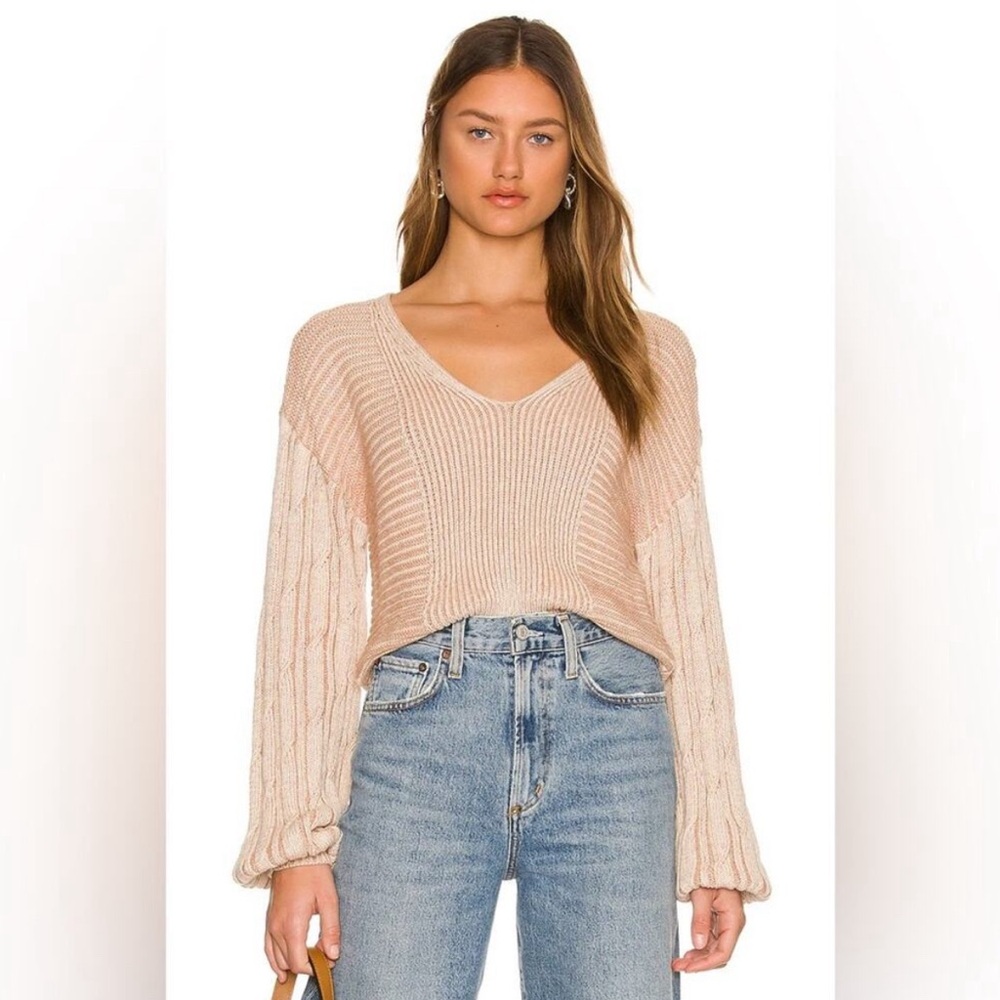 Free People When It Rains V-Neck Sweater - SIZE MEDIUM - Picture 3 of 16